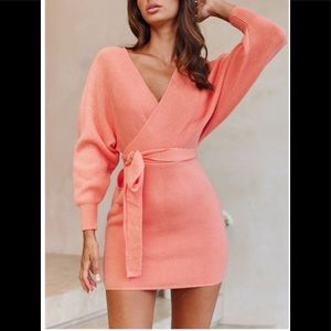 Love Tree sweater v-neck mini dress